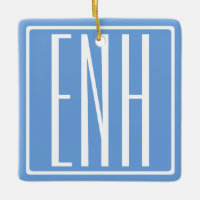 Gras moderne 3 initiales Monogramme | Bleu doux