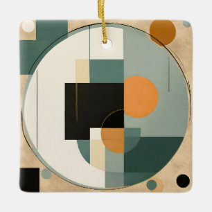 Ornement En Céramique Gras rétro : Cercles et rectangles Abstraits