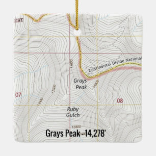 Ornement En Céramique Grays Peak Fourteener Topo