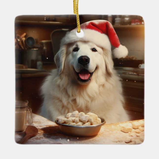 Ornement En Céramique Great Pyrenees Noël Cookies Festive Vacances (Devant)