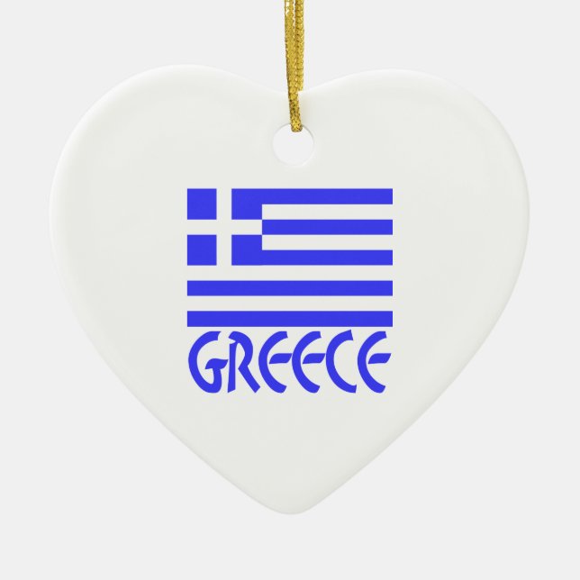 Ornement En Céramique Grèce et drapeau grec (Devant)