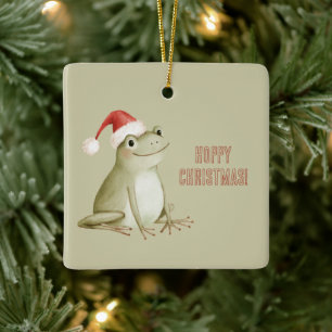 Ornement En Céramique Grenouille de Noël sautante Arbre vert