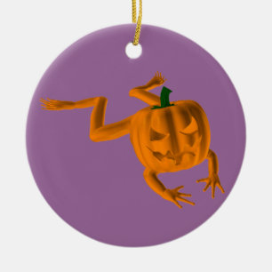 Ornement En Céramique Grenouille d'Halloween orange