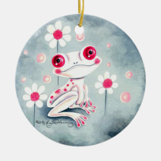 Ornement En Céramique Grenouille Féminine Rose Mignonne