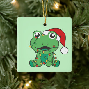 Ornement En Céramique Grenouille Noël Animaux d'hiver Grenouilles de Noë