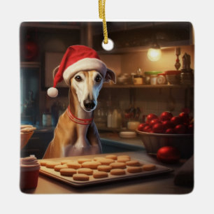Ornement En Céramique Greyhound Christmas Cookies Holiday
