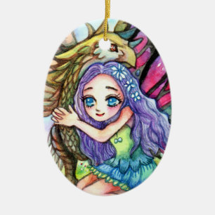 Ornement En Céramique Griffin et Fairy