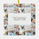 Ornement En Céramique Grille de collage photo simple et minimale personn<br><div class="desc">Personnalisé Minimal simple photo Grille Collage Famille Céramique de Noël Ornement</div>