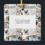 Ornement En Céramique Grille de collage photo simple et minimale personn<br><div class="desc">Personnalisé Minimal simple photo Grille Collage Famille Céramique de Noël Ornement</div>