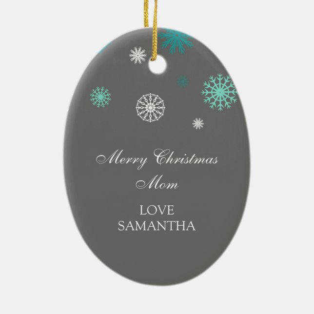 Ornement En Céramique Gris d'Aqua d'ornement de maman de Joyeux Noël de (Dos)