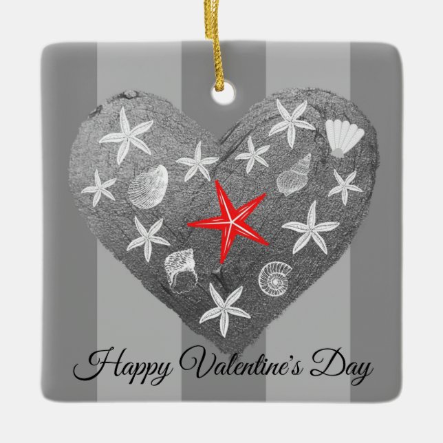 Ornement En Céramique Gris Gris Gris Coastal Thème Coquille de coquillag (Devant)