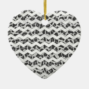 Ornement En Céramique Gris léopard Chevron et gris clair