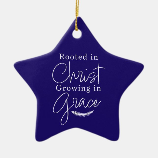Ornement En Céramique Growing in Grace Blue and White Star Christmas (Devant)