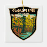 Ornement En Céramique Guadalupe River State Park Texas Vintage<br><div class="desc">Illustration du parc national de la rivière Guadalupe. Le parc a quatre miles de front de rivière pour le canoë,  la pêche,  la natation et les tubes.</div>