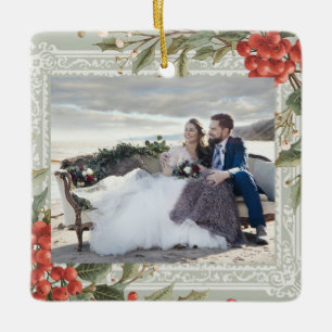 Ornement En Céramique Gui de houx Noël Mariage Vintage