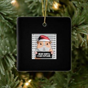 Ornement En Céramique Guinéen Cochon Cavy de Noël Cher Père Noël, je
