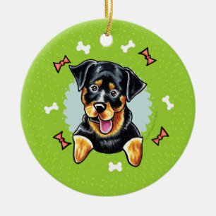 Ornement En Céramique Guirlande de Noël de rottweiler