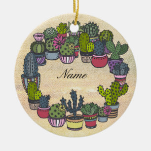 Ornement En Céramique Guirlande personnalisée de cactus