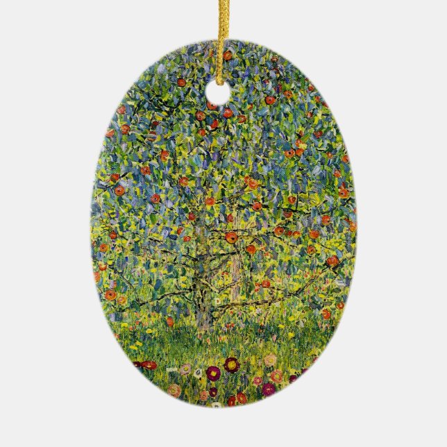 Ornement En Céramique Gustav Klimt peint l'Art nouveau The Apple Tree (Devant)