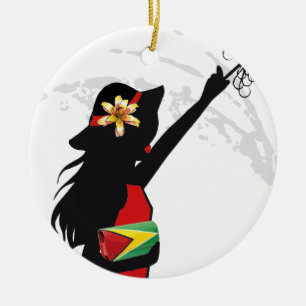 Ornement En Céramique Guyana Girl Round Ornament