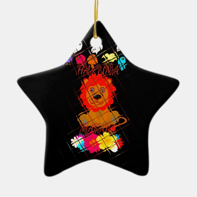 Ornement En Céramique Hakuna Matata mignon petit lion roi (Devant)