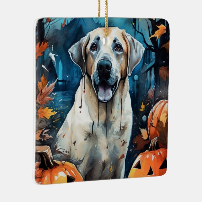 Ornement En Céramique Halloween Anatolian Shepherd With Pumpkins Scary (Droite)