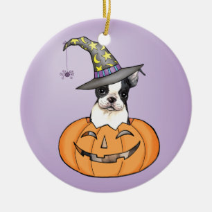 Ornement En Céramique Halloween Boston Terrier