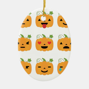 Ornement En Céramique halloween citrouille emojis