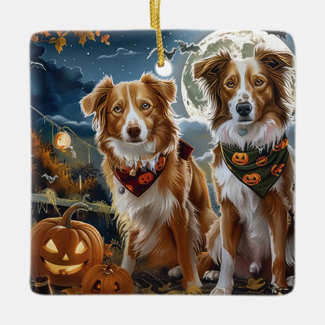 Ornement En Céramique Halloween Éffrayant en Nouvelle-Écosse (Devant)