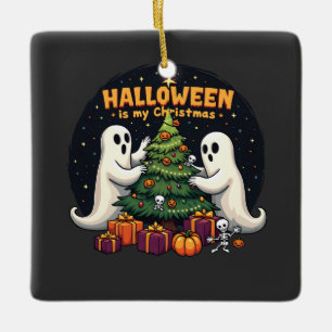 Ornement En Céramique Halloween est mon Noël drôle Fantôme Noël Père Noë