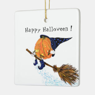 Ornement En Céramique Halloween Ornament Sorcière Citrouille Volant Broo