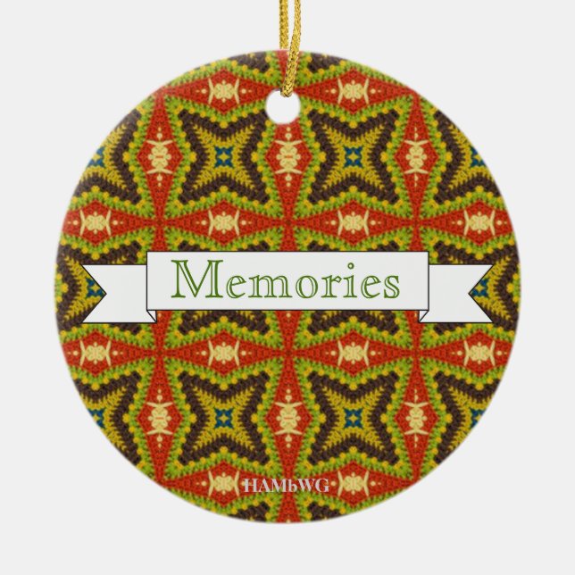 Ornement En Céramique HAMbyWG - 1970's Olive, rouille et macrame verte (Devant)