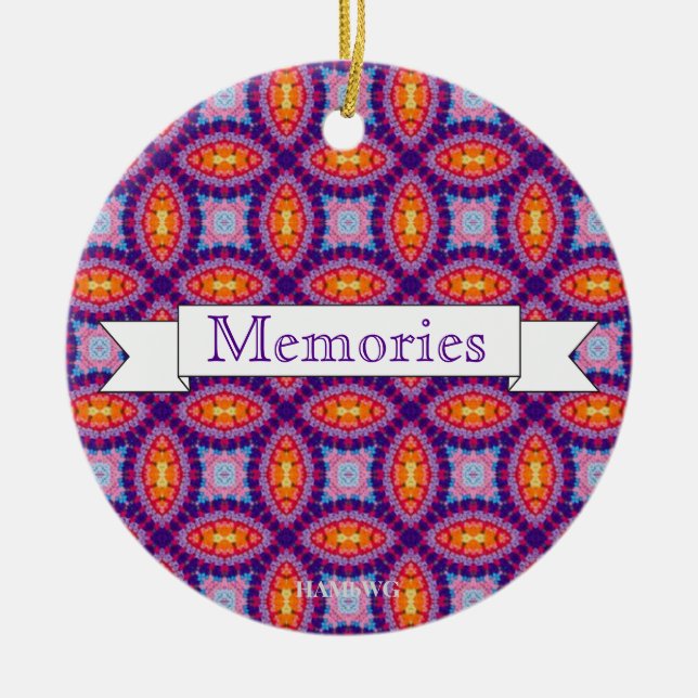 Ornement En Céramique HAMbyWG - 1970's Purple, Orange, Aqua Macrame (Devant)