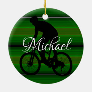 Ornement En Céramique HAMbyWhiteGlove - Cycliste - Vert