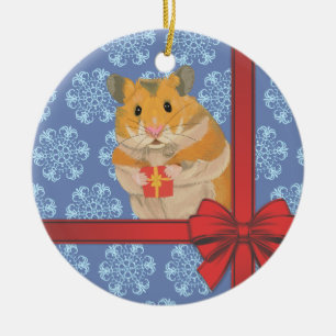 Ornement En Céramique Hamster de Noël de flocons de neige