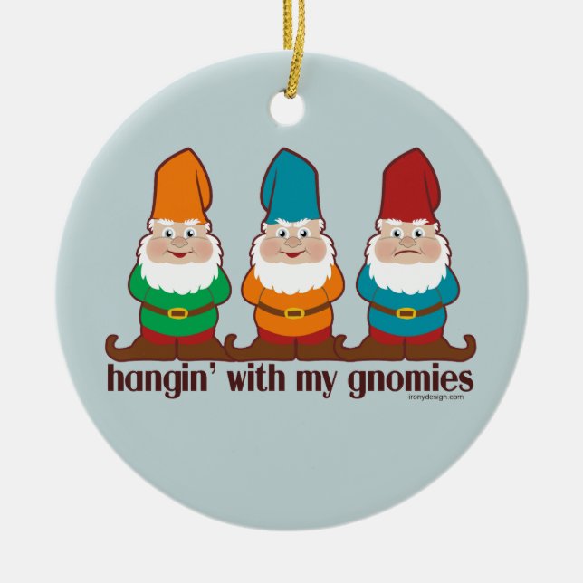 Ornement En Céramique Hangin avec mon Gnomies (Devant)