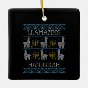 Ornement En Céramique Hanukkah - Llamazing Hanukkah