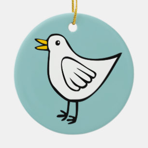 Ornement En Céramique Happy Bird - Blanc sur Ocean Green