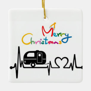 ORNEMENT EN CÉRAMIQUE **HAPPY CAMPER*** CHRISTMAS ORNAMENT