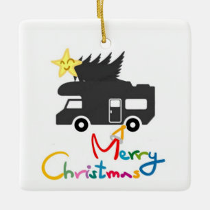 ORNEMENT EN CÉRAMIQUE **HAPPY CAMPER*** CHRISTMAS ORNAMENT
