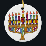 Ornement En Céramique Happy Hanukkah Dreidels Menorah<br><div class="desc">You are viewing The Lee Hiller Design Collection. Appareil,  Venin & Collectibles Lee Hiller Photofy or Digital Art Collection. You can view her her Nature photographiy at at http://HikeOurPlanet.com/ and follow her hiking blog within Hot Springs National Park.</div>