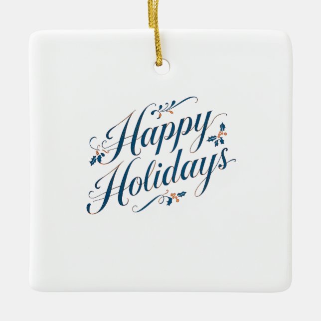 Ornement En Céramique Happy Holidays Merry Christmas Family New Year (Devant)