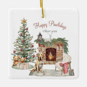 Ornement En Céramique Happy Pawlidays Chig Design - Labrador Retriever