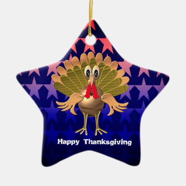 Ornement En Céramique Happy Thanksgiving Turkey,Personalized (Devant)