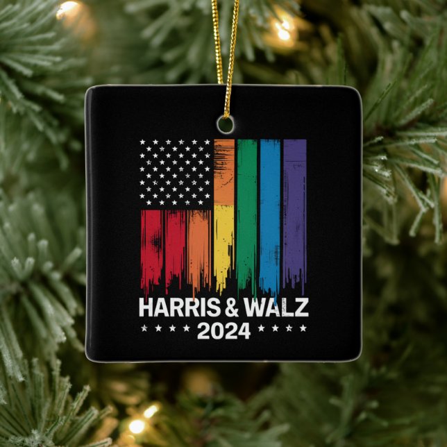 Ornement En Céramique Harris Waltz 2024 Election Gay Tim Waltz LGBTQ (Arbre)