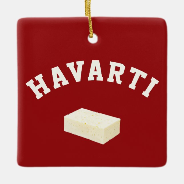 Ornement En Céramique Havarti funny college team cheese block logo (Devant)