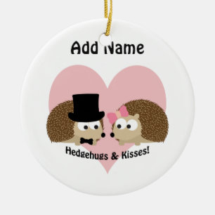 Ornement En Céramique Hedgehug et Kisses Hedgehog Couple