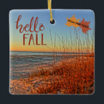 Ornement En Céramique Hello Fall Hilton Head Island Beach Caroline du Su<br><div class="desc">Bonjour ! Célébrez la chute dans le Pays Bas et votre amour pour la saison d'automne avec ce magnifique ornement en céramique qui présente une photo d'un lever de soleil sensationnel brillant sur le surf sur la belle île Hilton Head Island, Caroline du Sud. Le lever du soleil a été...</div>
