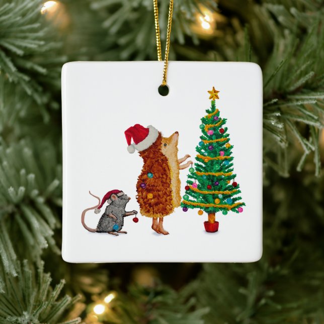 Ornement En Céramique Hérisson et Souris Arbre de Noël (Arbre)