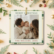 Heritage Green Plaid Famille Photo Noël
